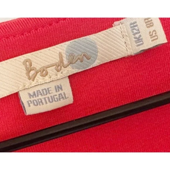 BODEN Polka Dot Faux Wrap Dress Coral Beige Size 8 - Picture 3 of 6